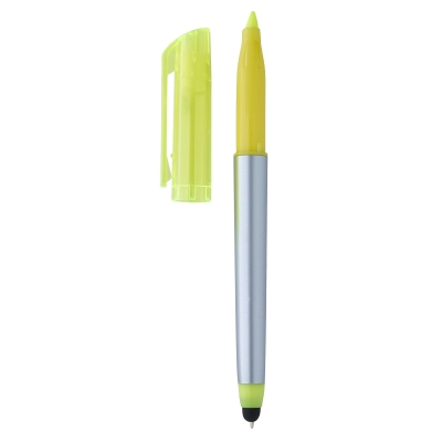 Chisel Tip Highlighter, Stylus And Ballpoint Pen